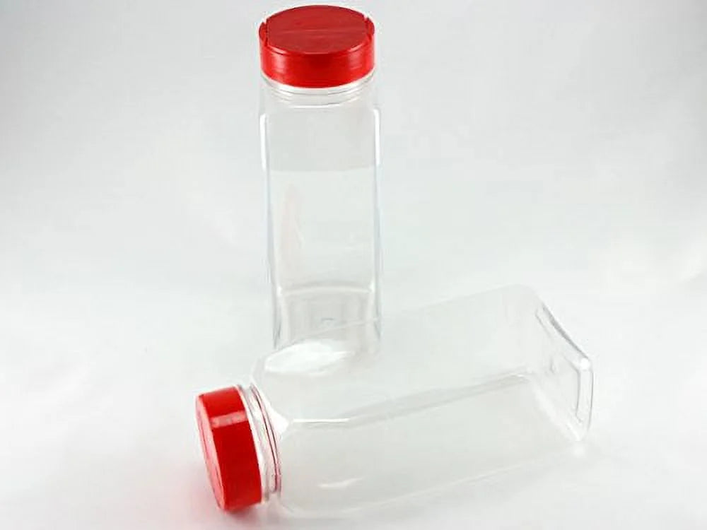 32 OZ Clear Plastic Spice Bottles Jars Containers Set of 2 with Flap Cap Shaker V3922