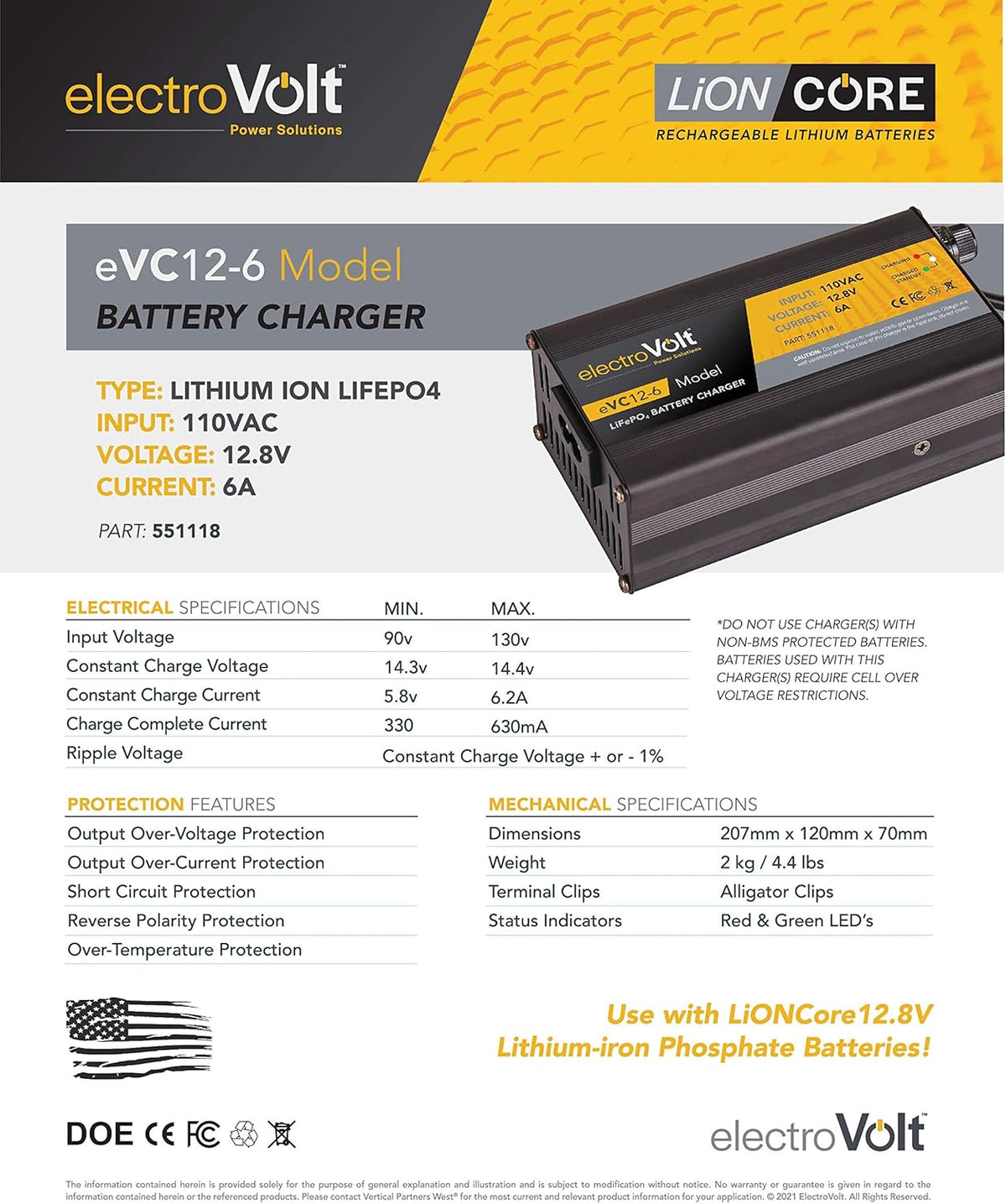 12.8V Li-ion LiFePO4 Battery Charger with Alligator Clips L351