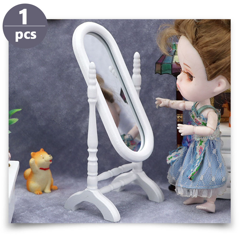 White Wooden Doll House Dressing Mirror L8354