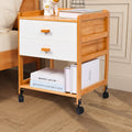 Walnut Bamboo Nightstand with Storage Drawer and Open Shelf B140