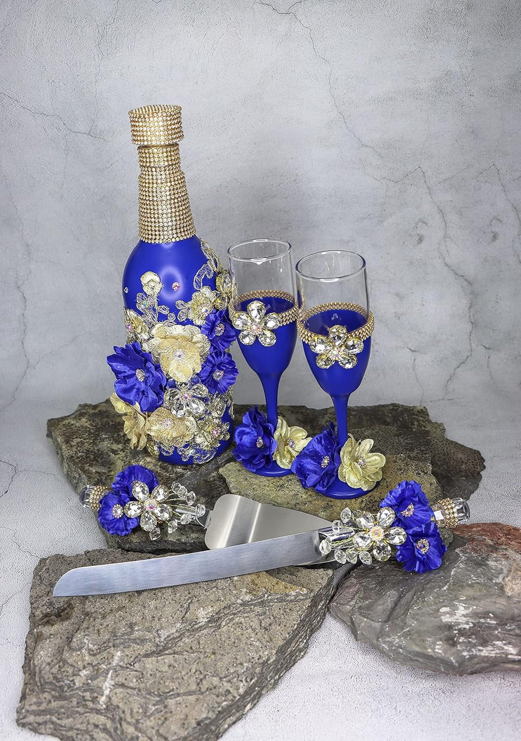Champagne Glasses Set Emerald Green Silver Q723581
