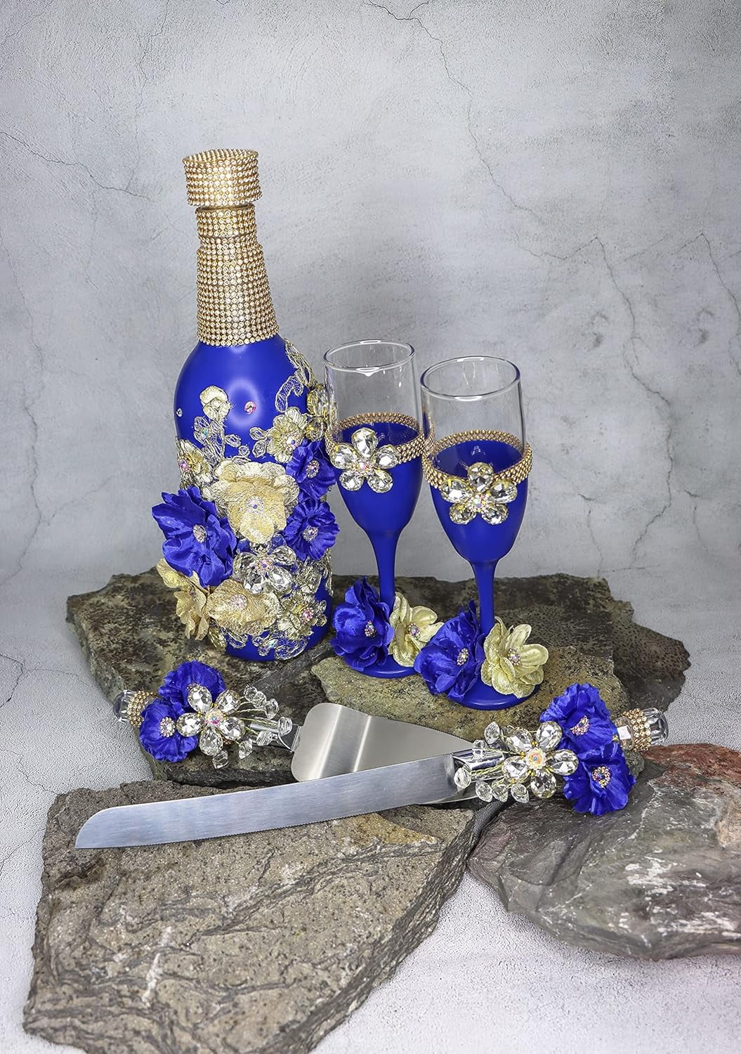 Champagne Glasses Set Emerald Green Silver Q723581