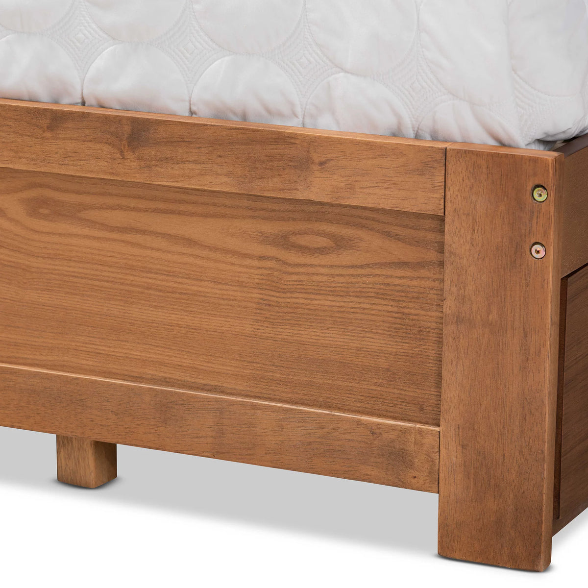 King Ash Walnut Wood Storage Platform Bed T344843