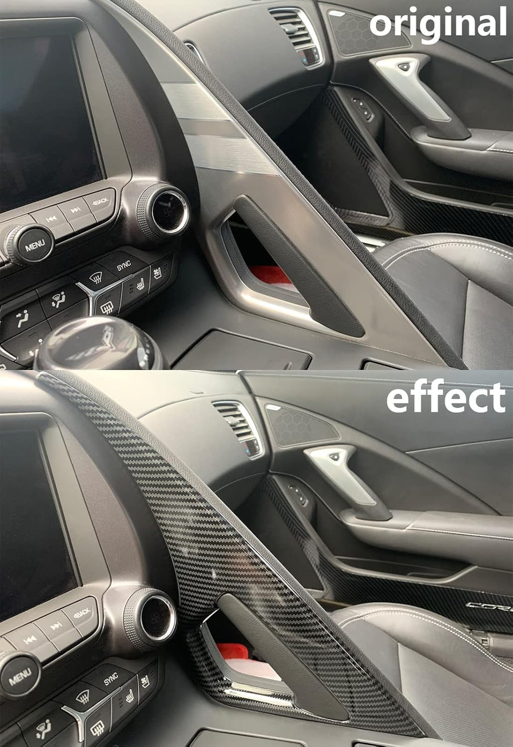 Carbon Fiber Central Control Armrest Cover Trim for 2014-2019 Chevrolet Corvette C7 C944847