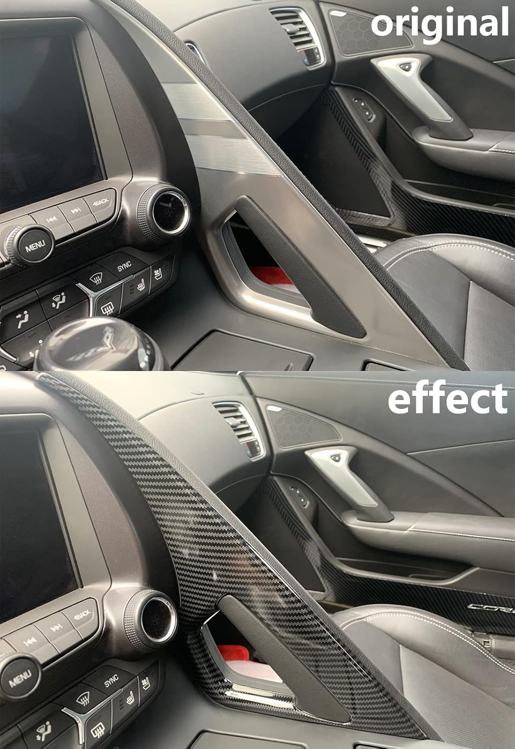 Carbon Fiber Central Control Armrest Cover Trim for 2014-2019 Chevrolet Corvette C7 C944847