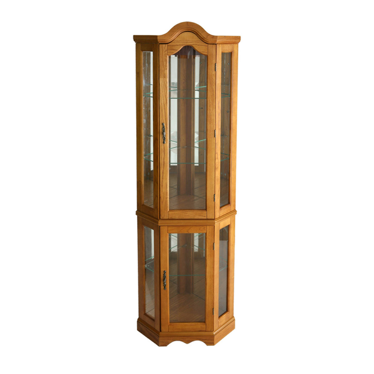 Oak Lighted Display Curio Cabinet V684260