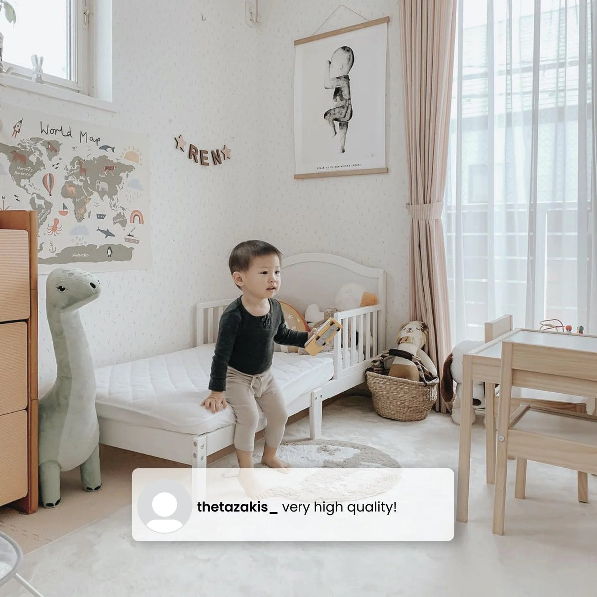 Grey Toddler Bed with Attached Bed Rails S6810