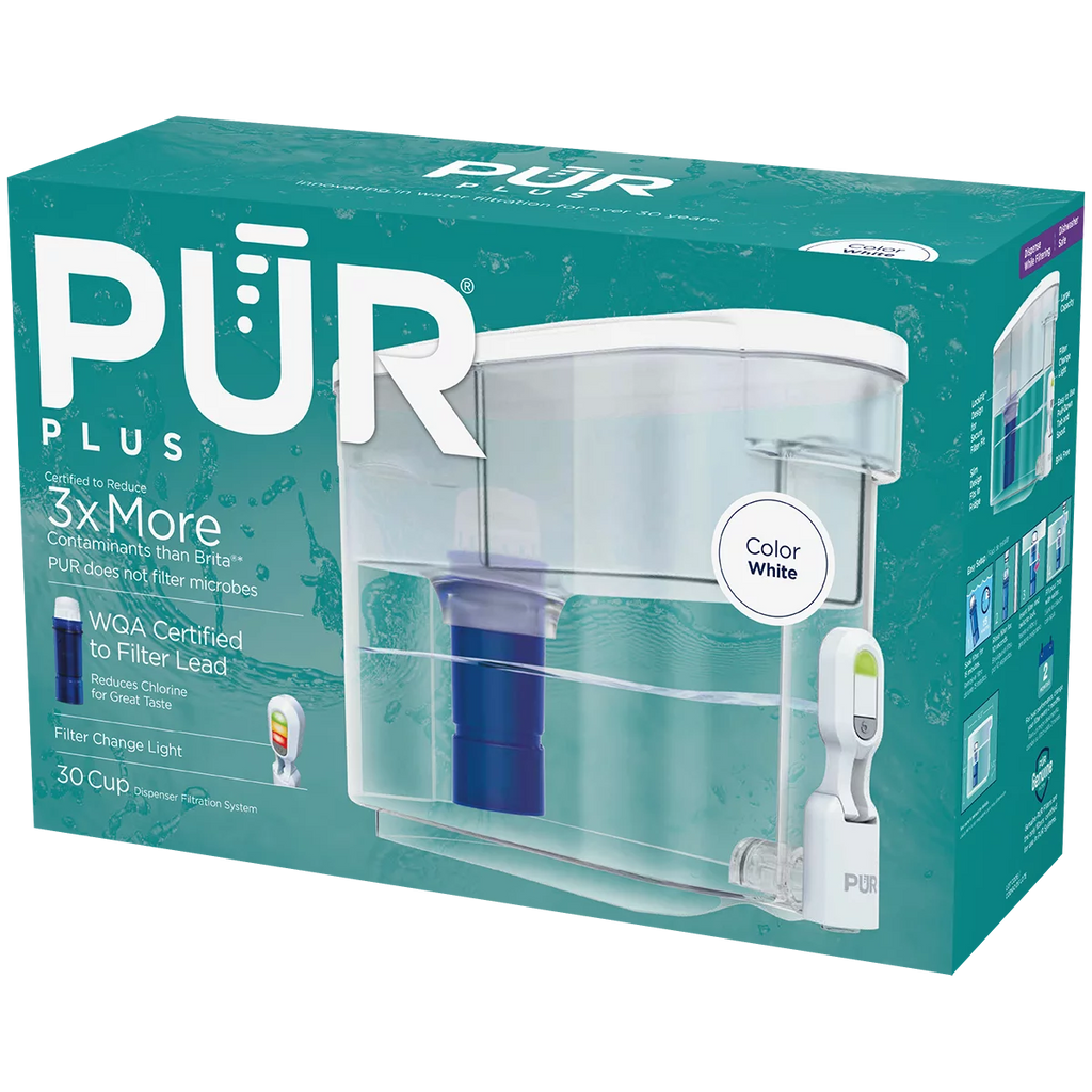 30 Cup Water Filter Dispenser with Filter, Dishwasher Safe, White K850322