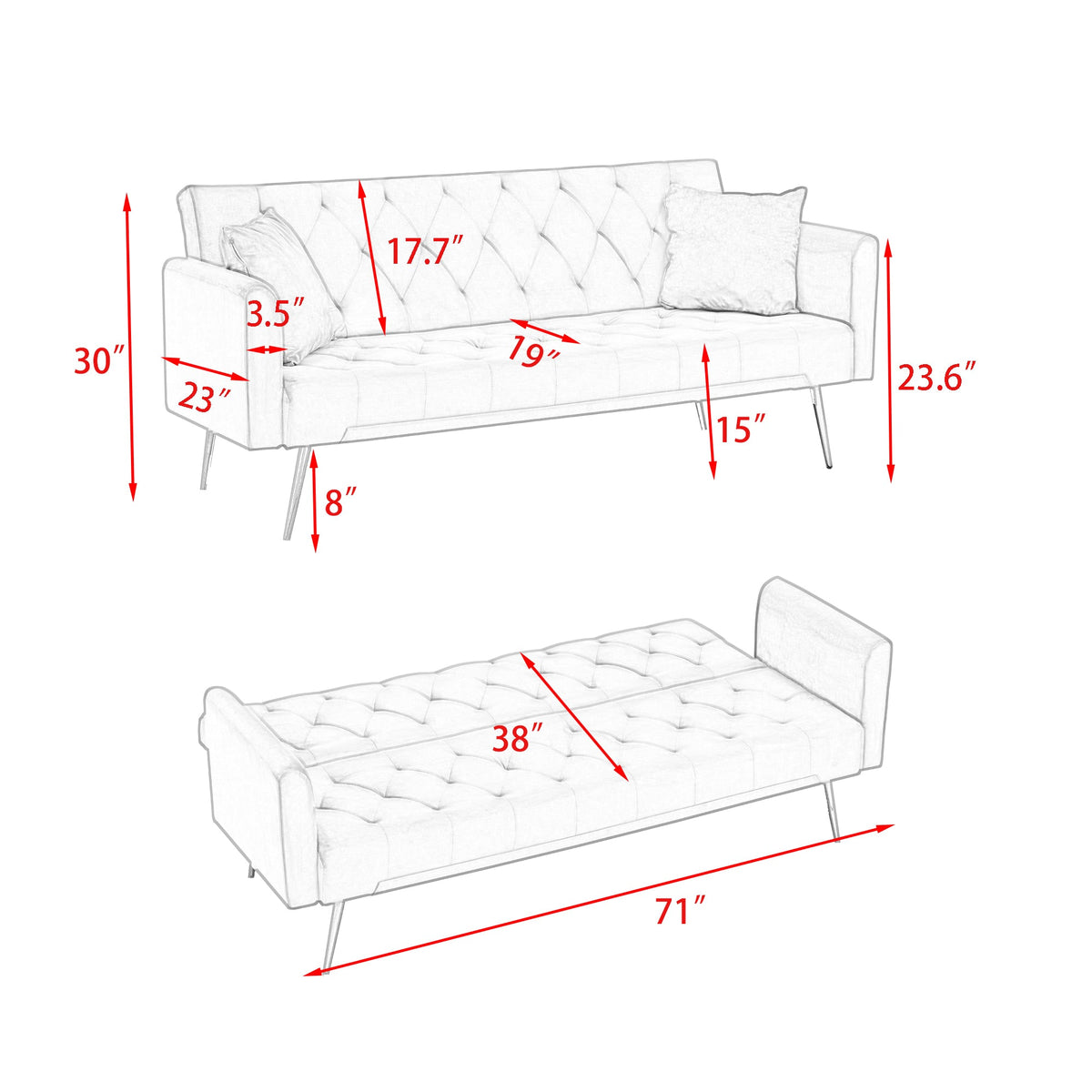 Convertible Sofa Bed Green T27686