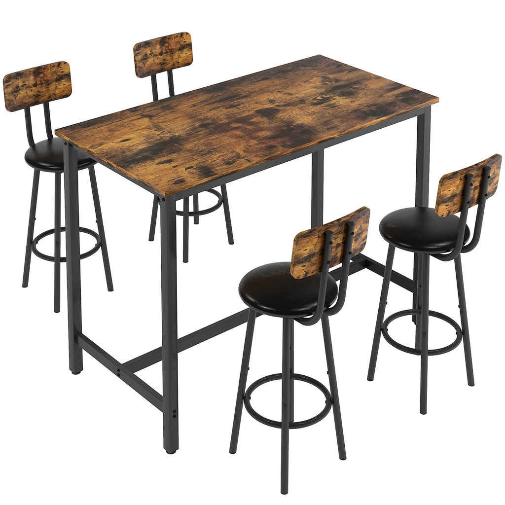 5 Piece Bar Height Dining Table Set with Upholstered Stools D191090