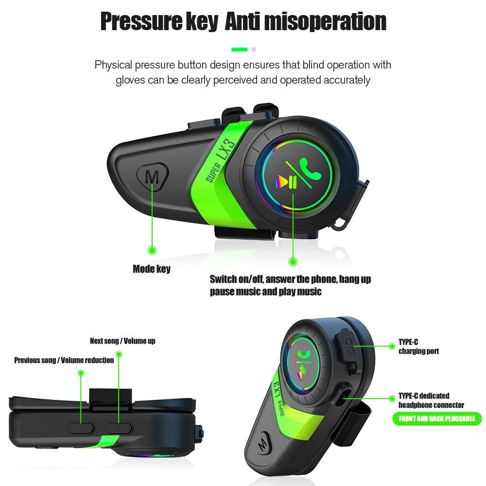 Wireless Bluetooth 5.0 Motorcycle Helmet Headset Speaker and Headphone V140585