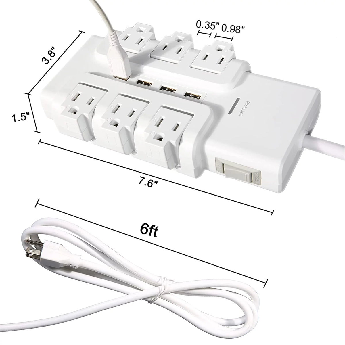 6 Outlet Surge Protector with 4 USB Ports U597