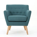 Teal Green and Brown Tufted Club Chair Q511
