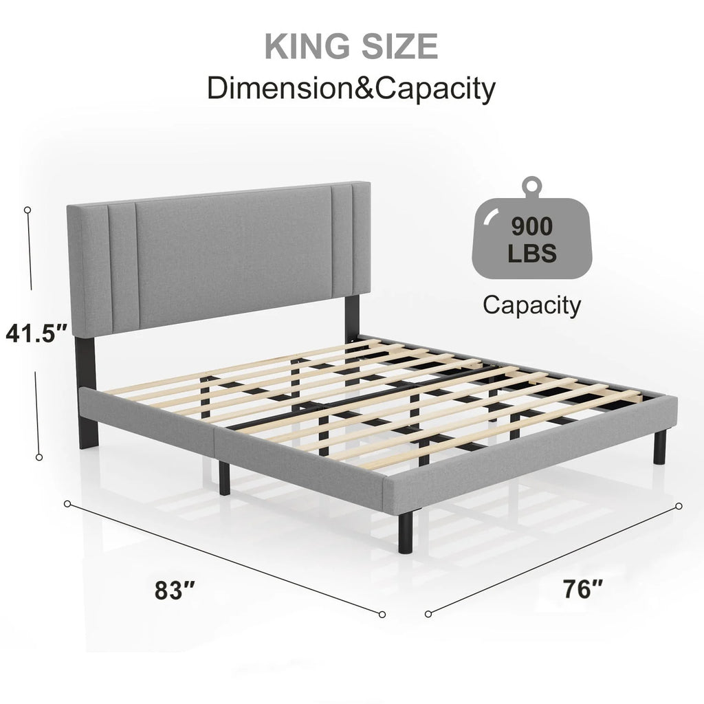 Queen Size Fabric Upholstered Platform Bed Frame S2197
