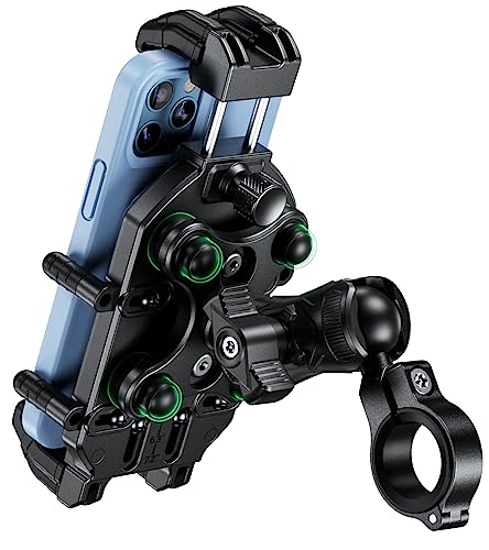 Motorcycle Phone Holder with Vibration Dampener & High-Speed Secure Lock for 5.4''-7.2'' Smartphones C4558