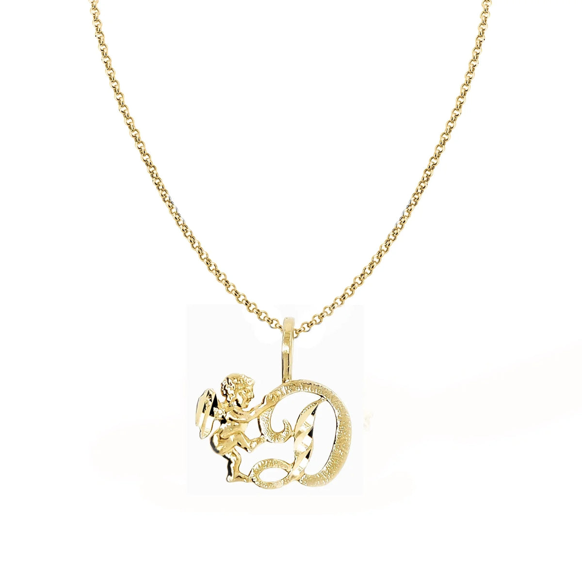 14K Yellow Gold Cherub Pendant Necklace with 18" Chain E7845