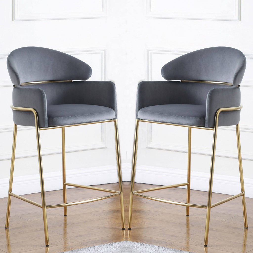 Grey Velvet Counter Height Stool A366