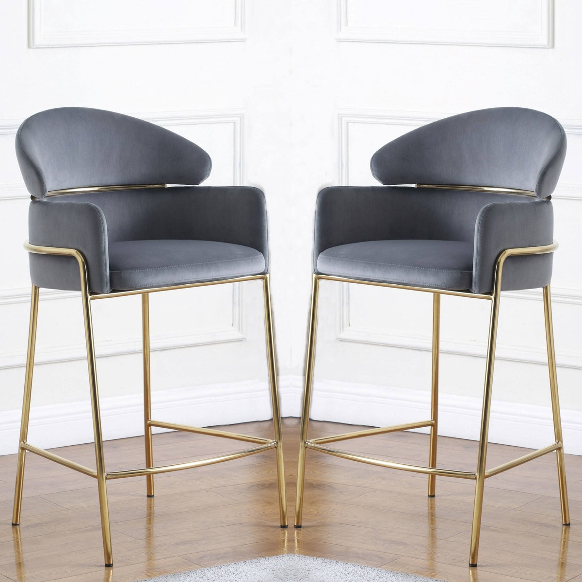 Grey Velvet Counter Height Stool A366