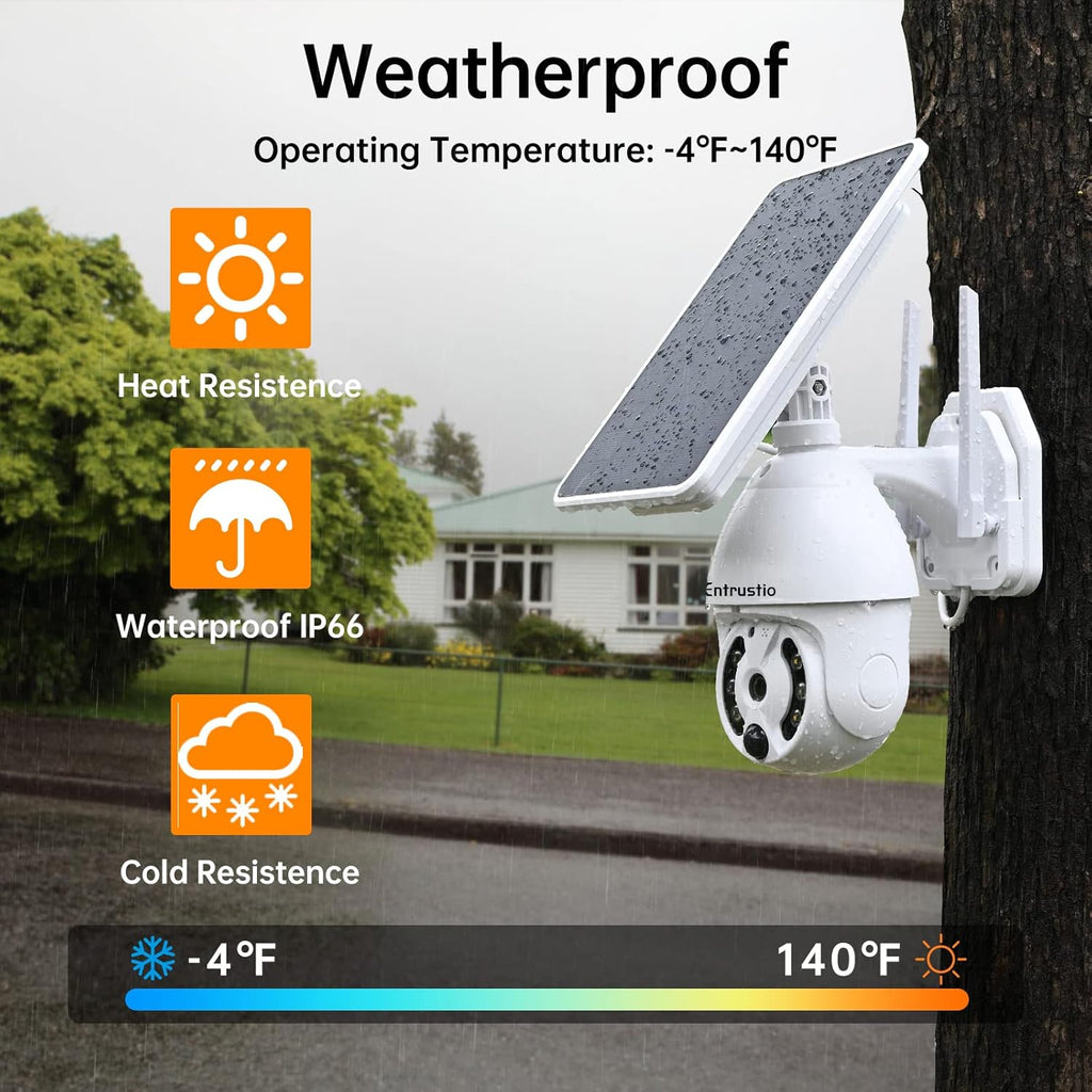Solar Security Camera Outdoor, Wireless 360° Pan Tilt, Solar Powered, 2.4G WiFi Z6487