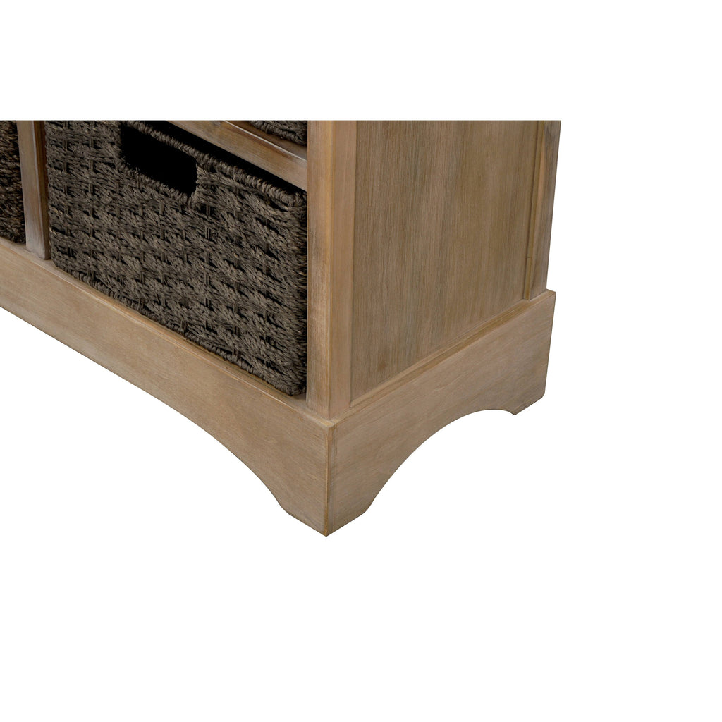 Rustic Storage Cabinet with 2 Drawers and 4 Fabric Basket F504707
