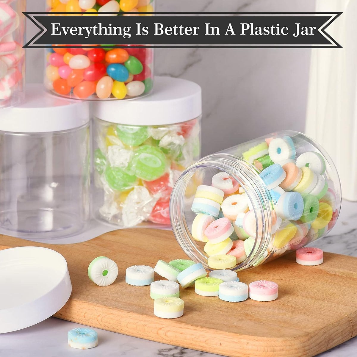 8 oz Plastic Jars with Lids, Pack of 30 I719