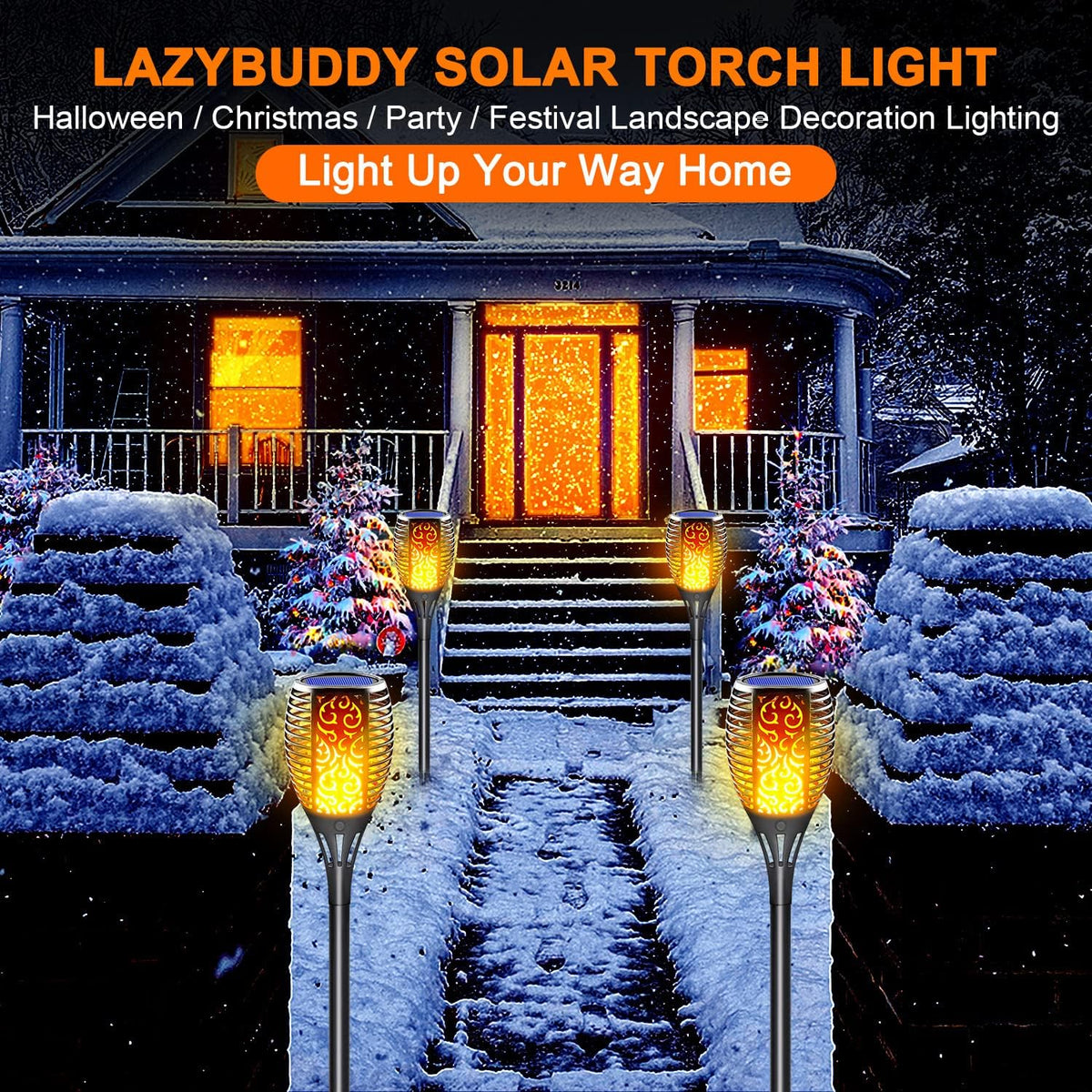 Solar Torch Light with Flickering Flame 8 Pack E910117