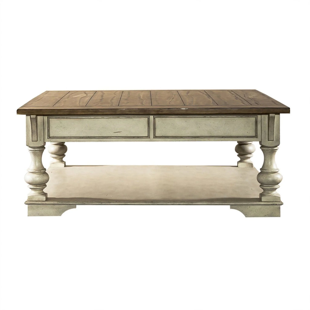 Antique White Drawer Square Cocktail Table L42089