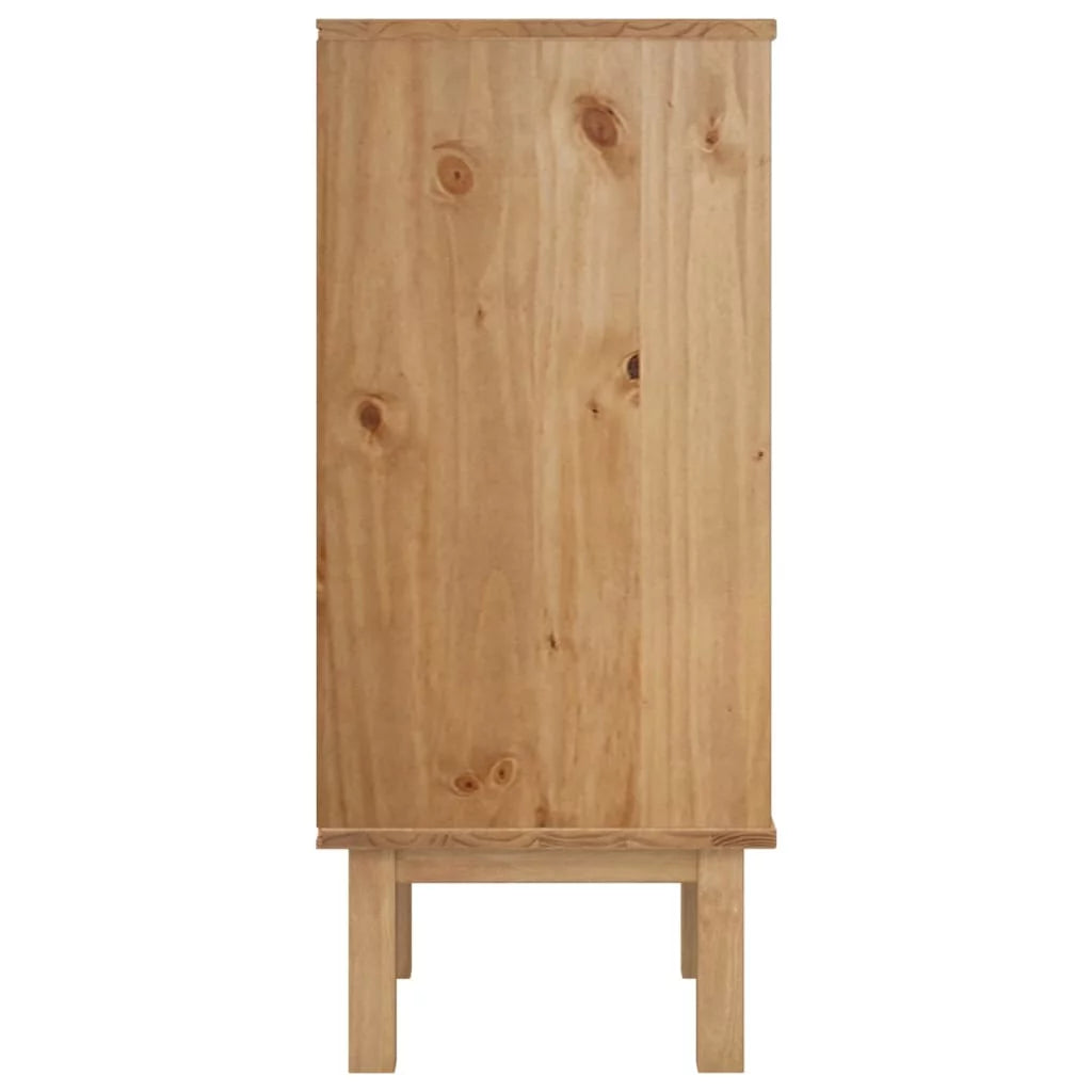 Brown&White Solid Wood Pine Drawer Cabinet V7641
