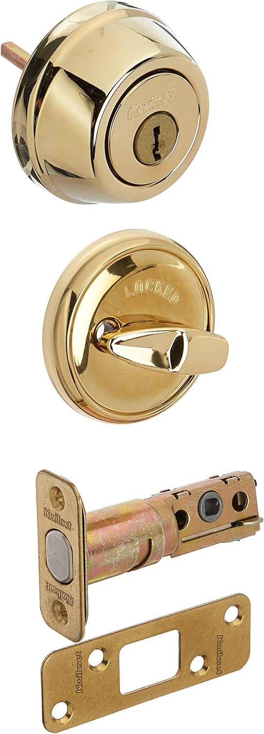 Single Cylinder Deadbolt, Polished Brass Pack of 2 C592