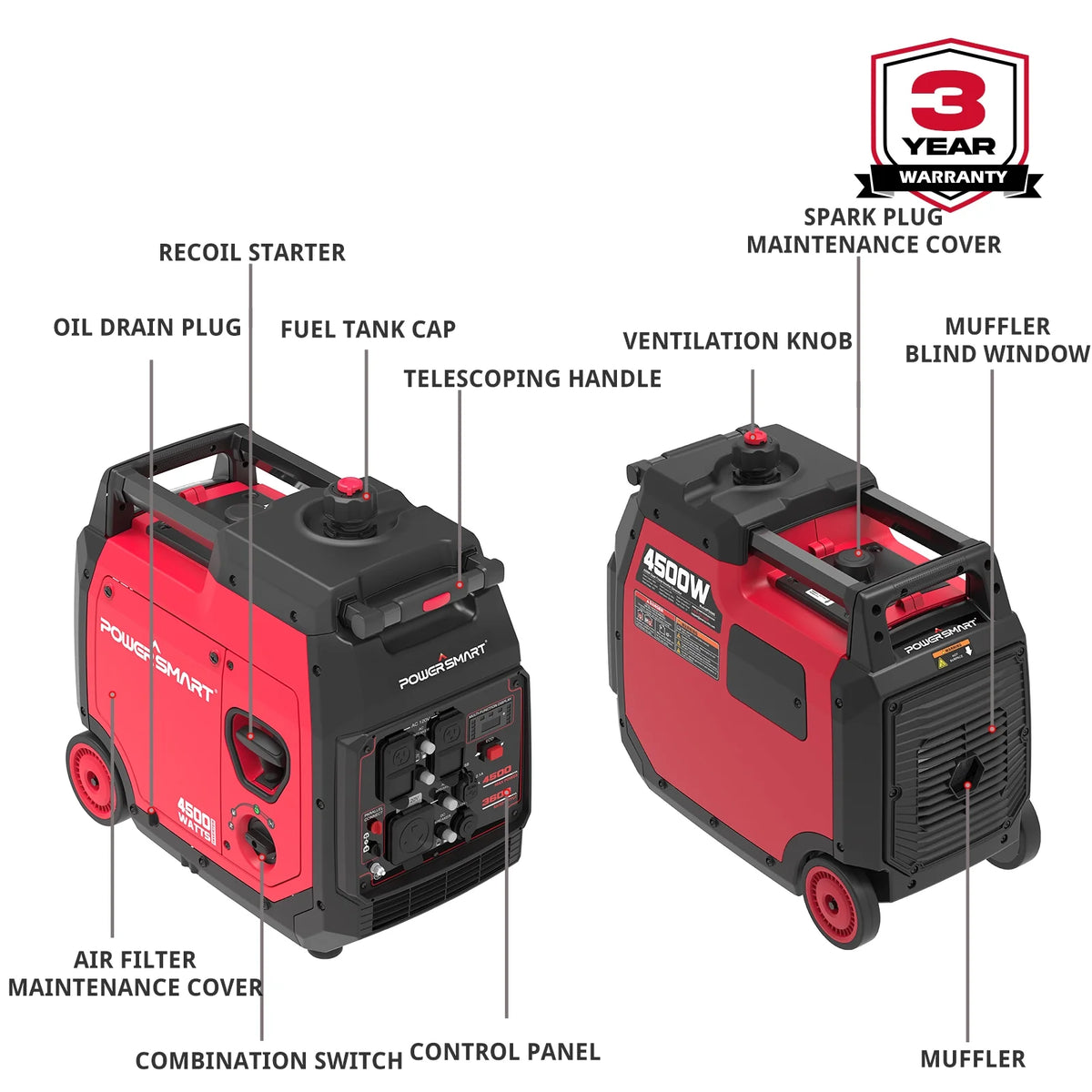 4500 Watt Gas Powered Inverter Generator A490916
