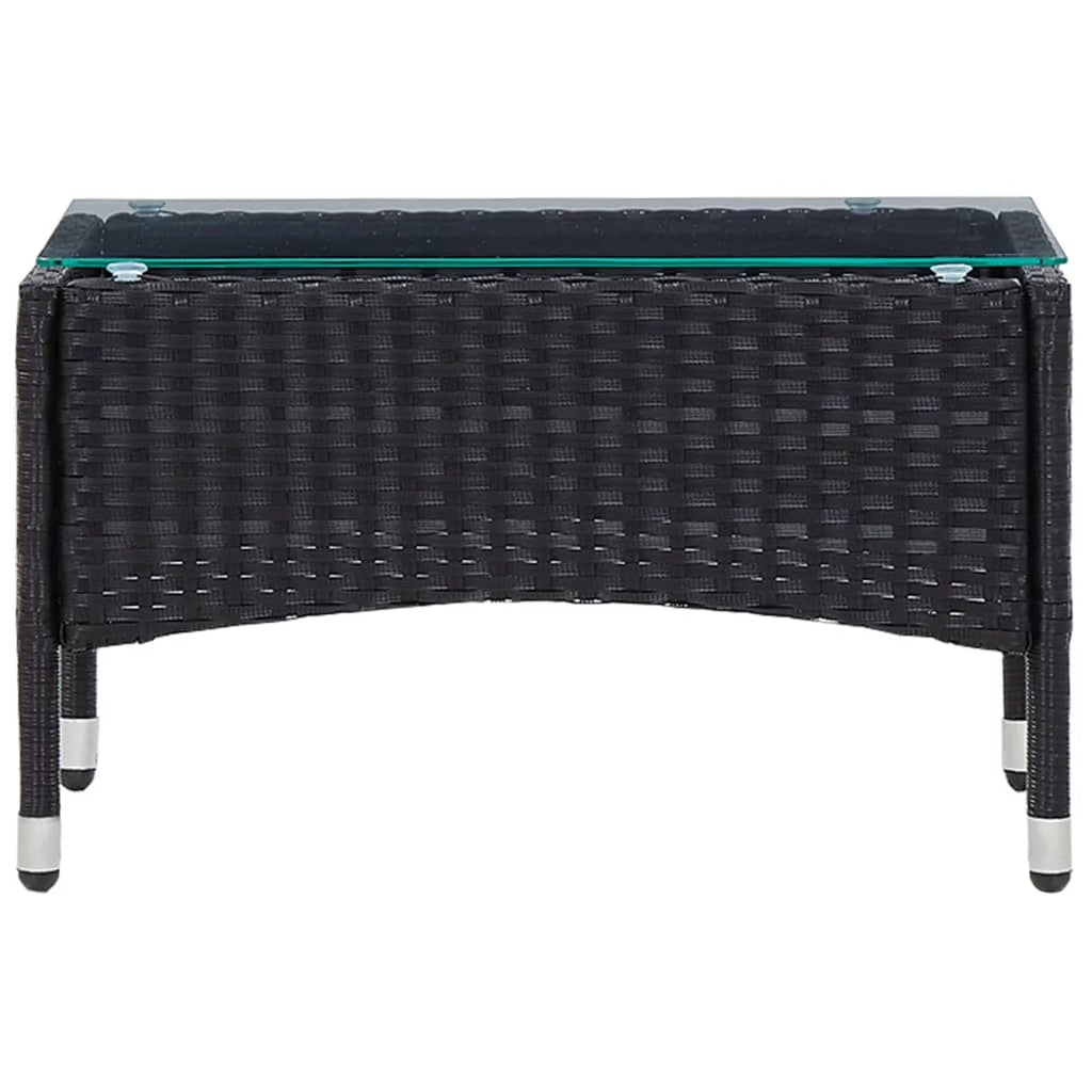 Black Poly Rattan Glass Tabletop Side Table B835