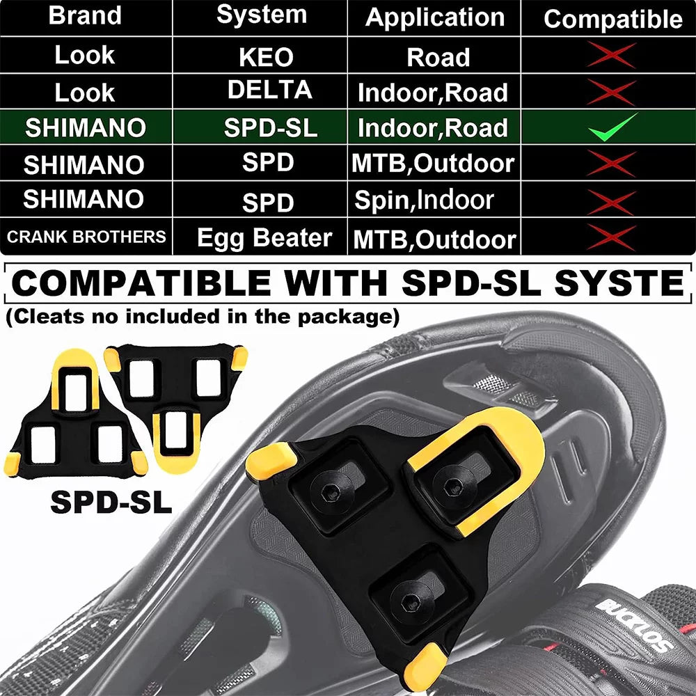 Clipless Pedals SPD-SL System 9/16 inch Road Bike Sealed Bearings R633