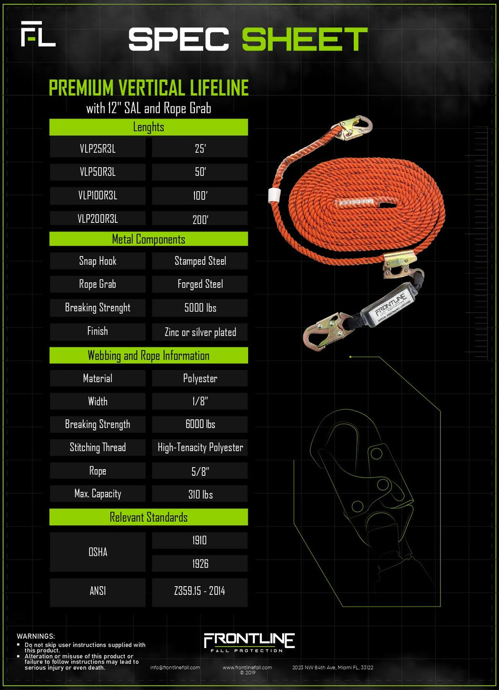 Vertical Lifeline with Rope Grab H64266