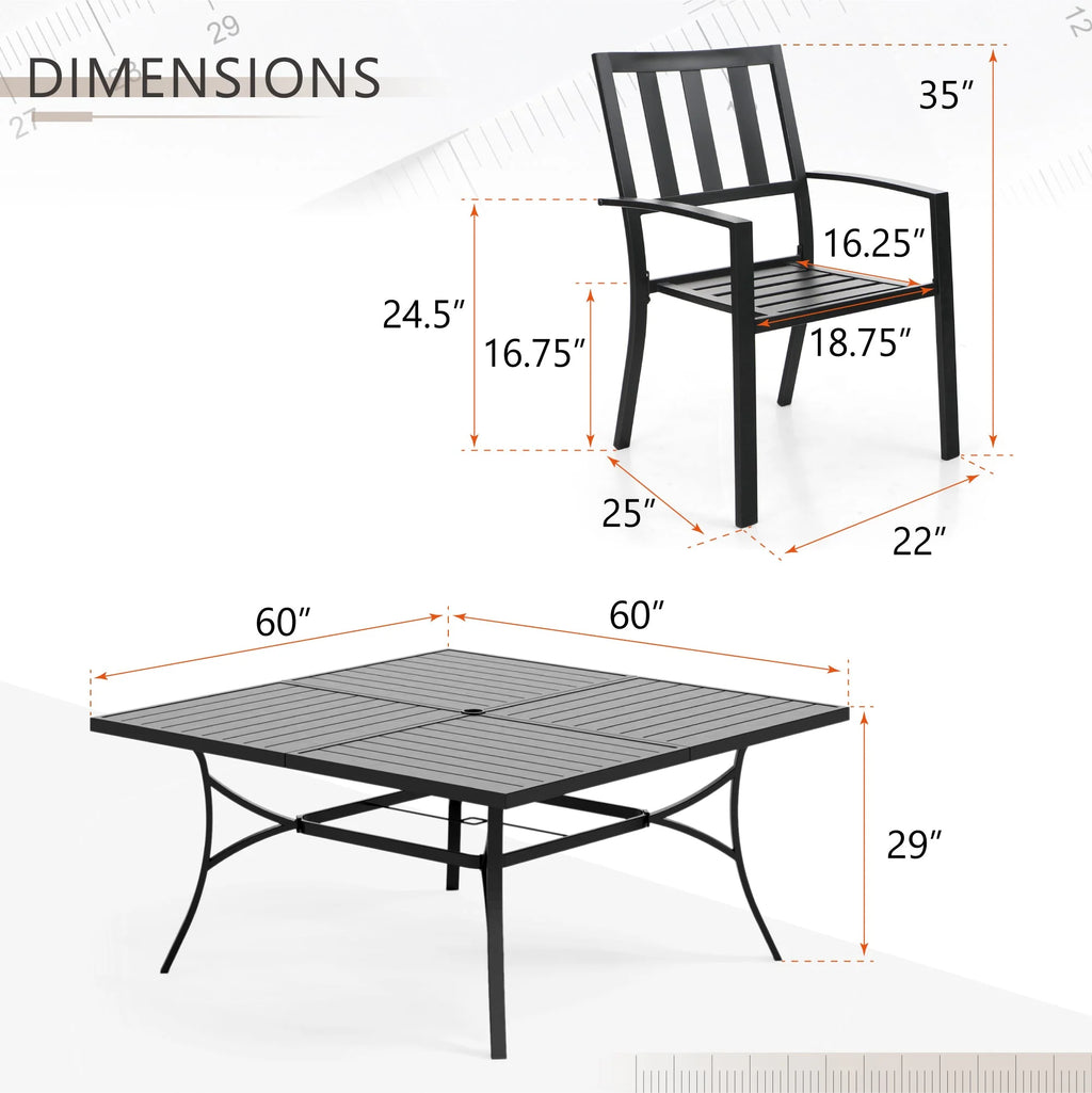 7 Piece Outdoor Patio Dining Set Metal Table and Chairs Z6476