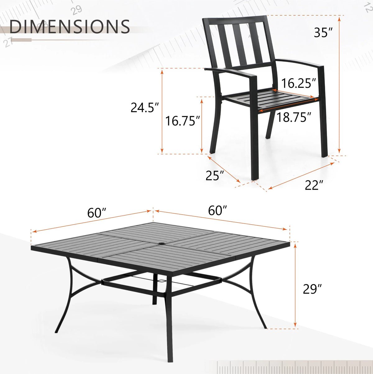 7 Piece Outdoor Patio Dining Set Metal Table and Chairs Z6476