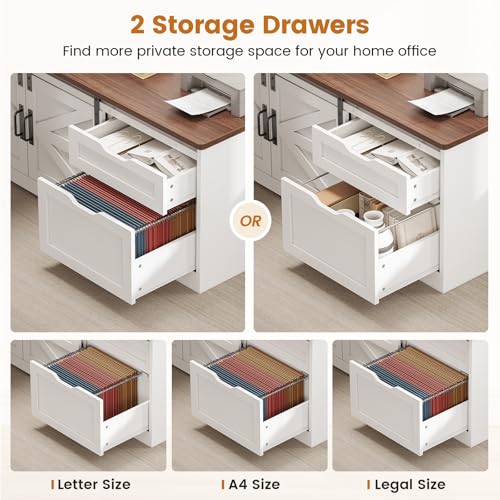 Black L Shaped Standing Desk with Storage Drawers and Power Outlets U916756