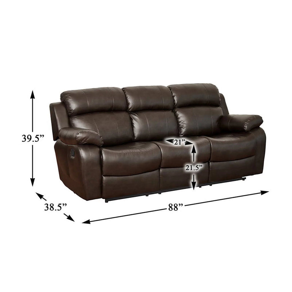 Brown Double Reclining Sofa with Cup Holders R32230