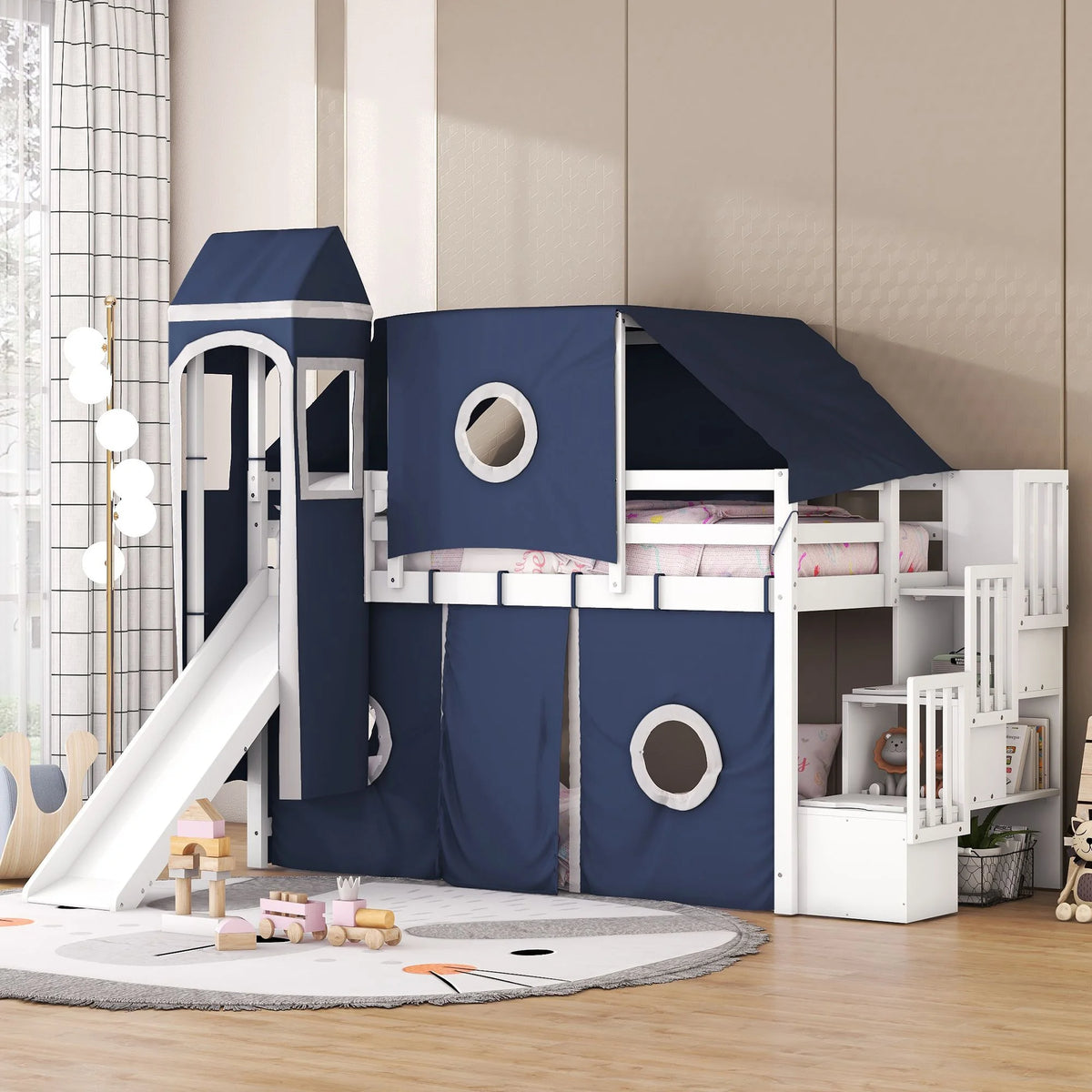 High Loft Bed with Tent and Tower N980
