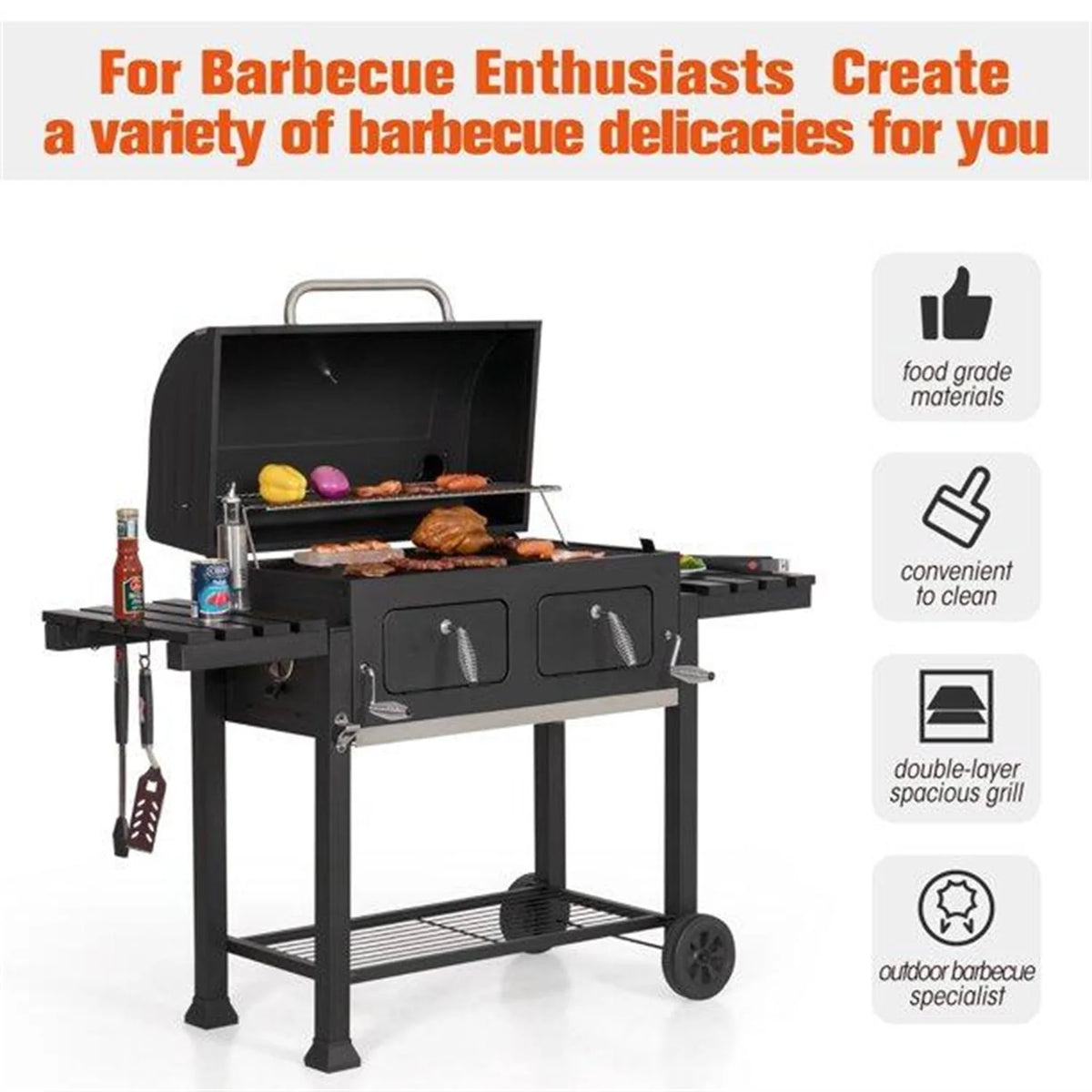 Charcoal Grill Portable BBQ Grill Black Q678