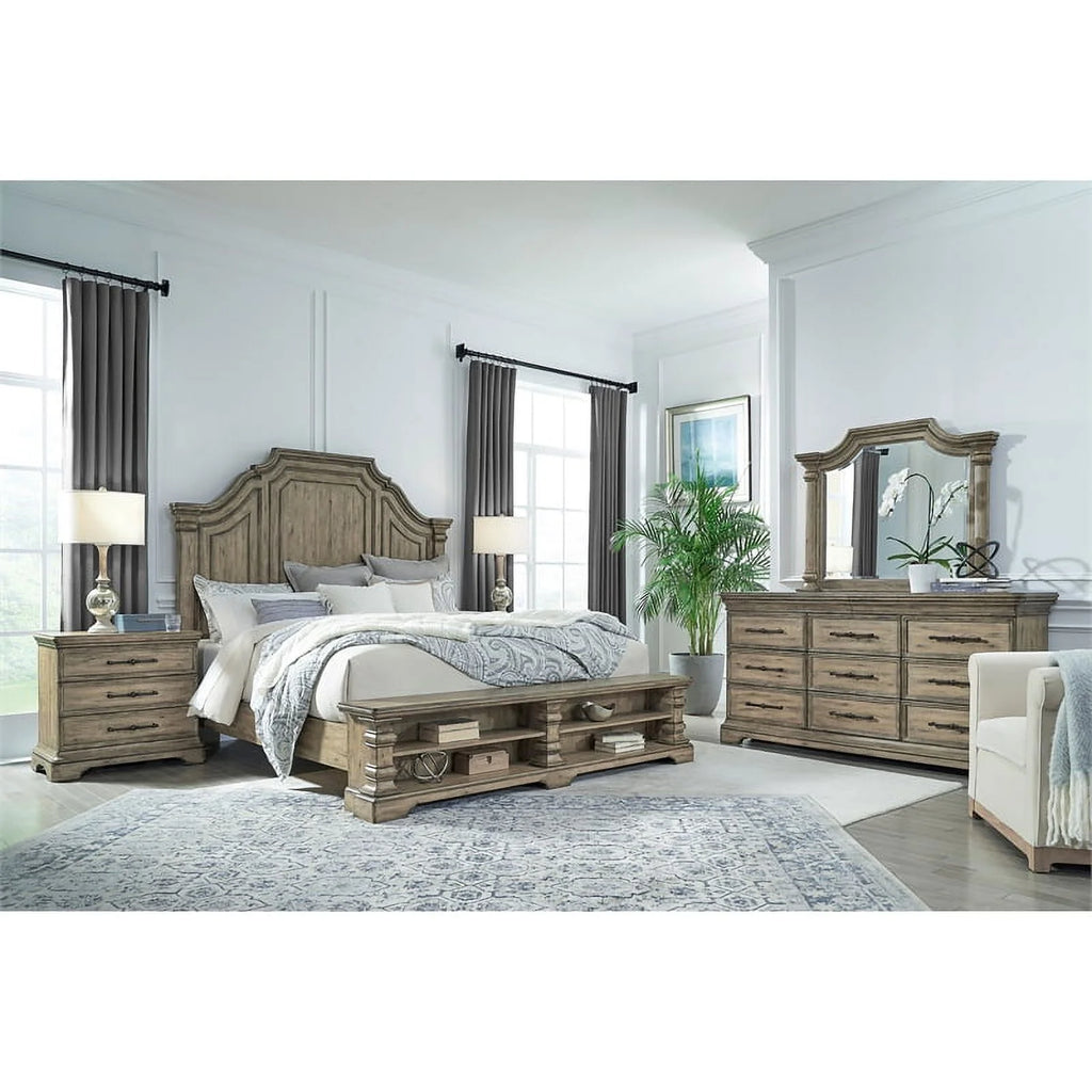 King Wood Panel Storage Bed in Honey Brown D736833