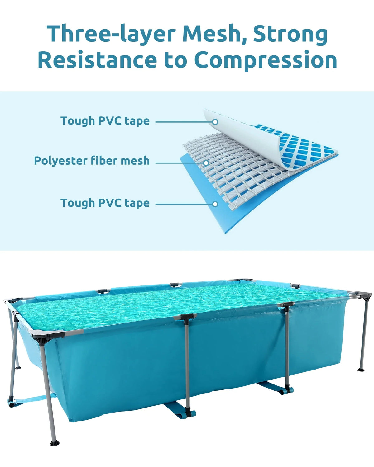 10 ft Above Ground Rectangular Frame Swimming Pool D4466