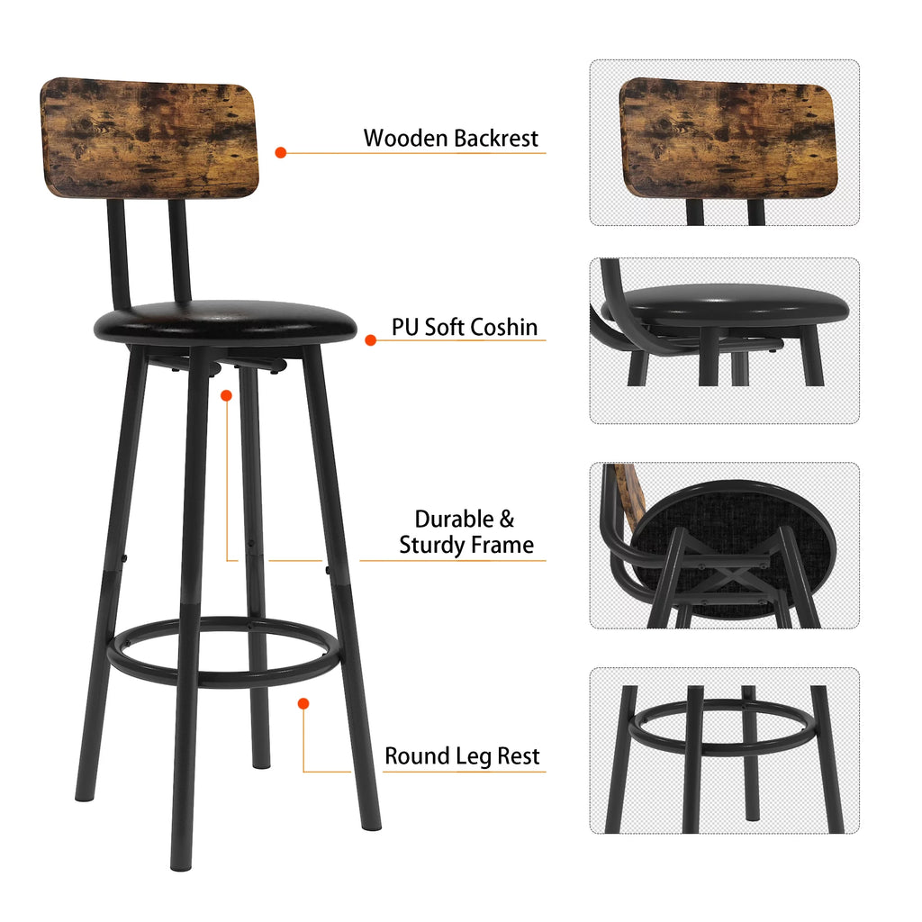 5 Piece Bar Height Dining Table Set with Upholstered Stools D191090