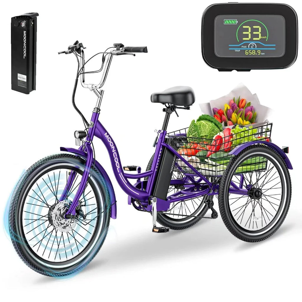 24'' 500W 7-Speed Electric Tricycle with Removable Battery N51992