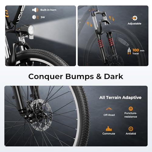 Electric Bike with 500W Motor, 360Wh Battery, 7-Speed, 26" Tires S82633