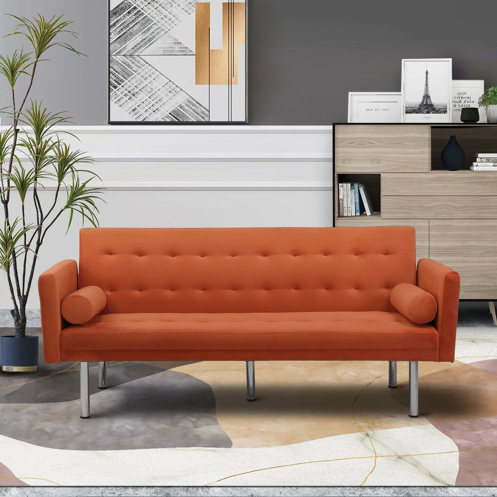 Pink Velvet Convertible Sofa Sleeper Sofa U71401