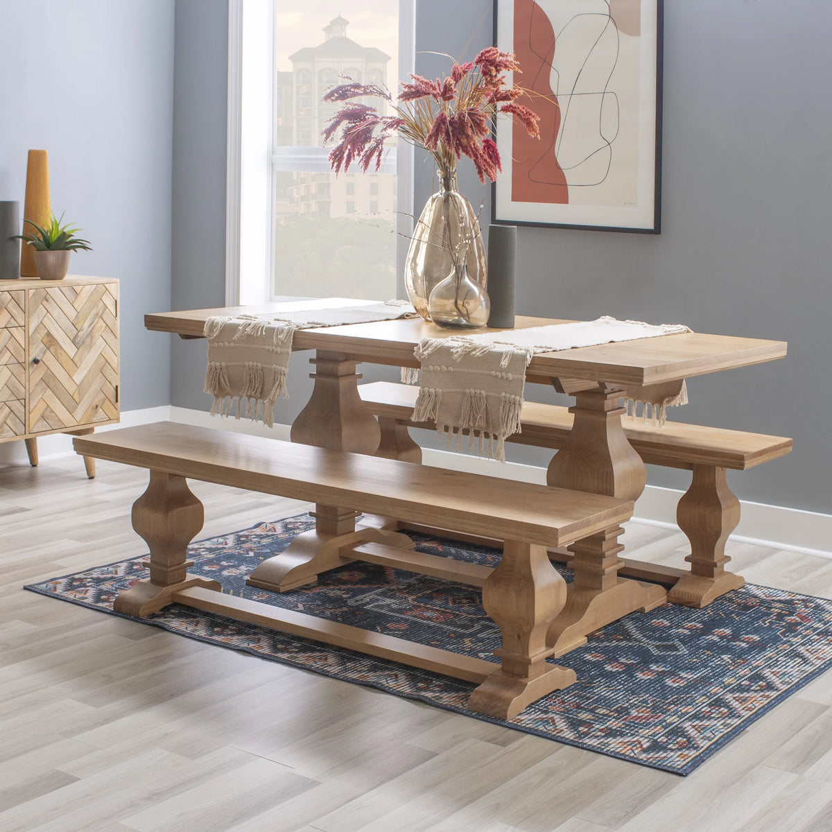 67"x38" Solid Wood Double Pedestal Dining Table A657241