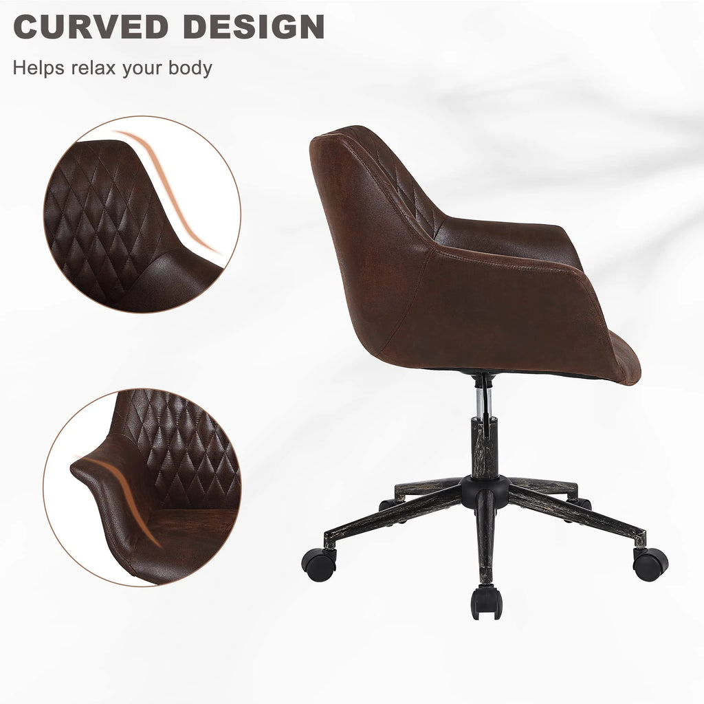 Faux Leather Height Adjustable Desk Chair with Armrest and Wheels L85401