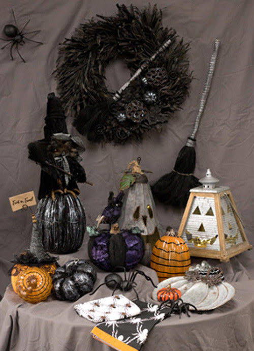 Tall Orange & Black Striped Glass Pumpkin B2861