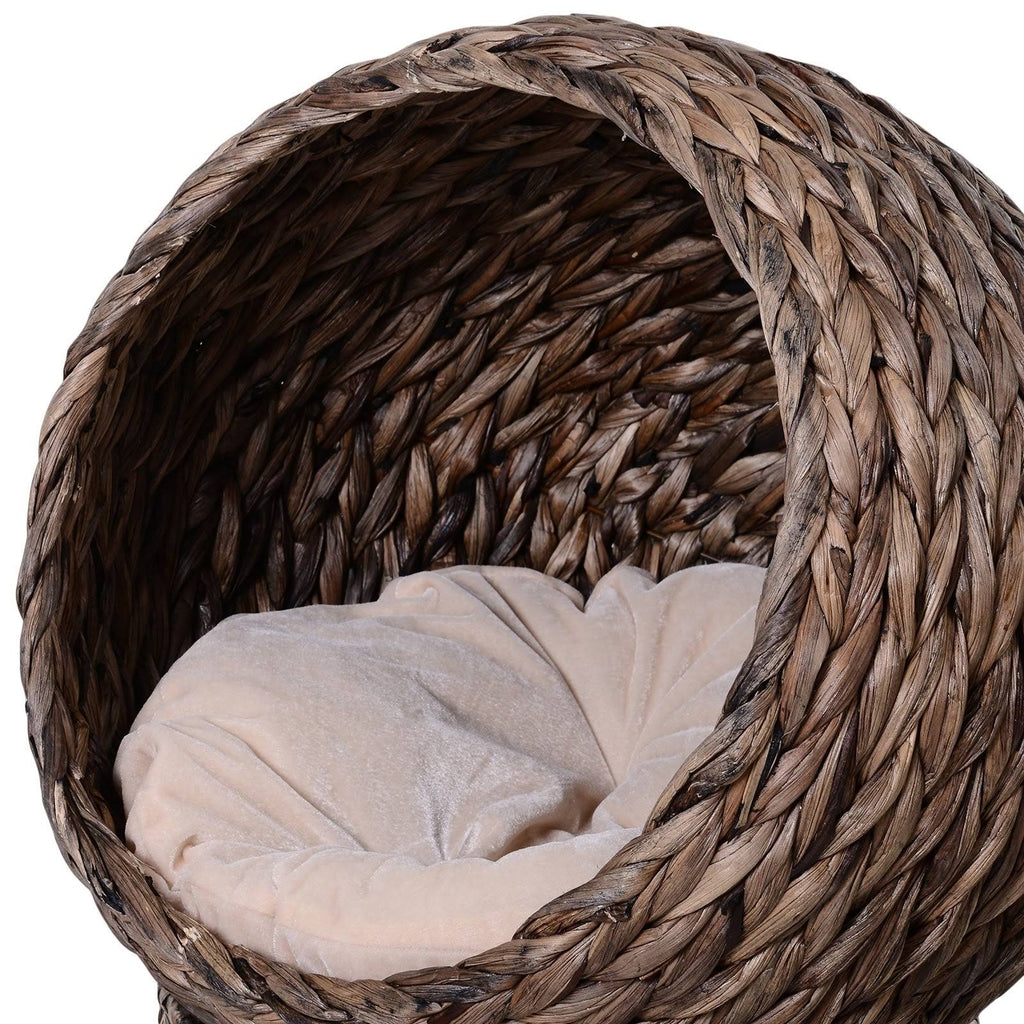Cat Braided Banana Leaf House with Cotton Bed T6895