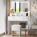 White Makeup Vanity with Lighted Mirror and Charging Station Z55013